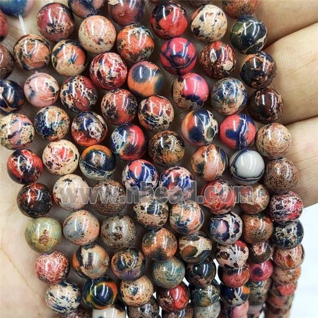 Imperial Jasper Beads Red Blue Smooth Round