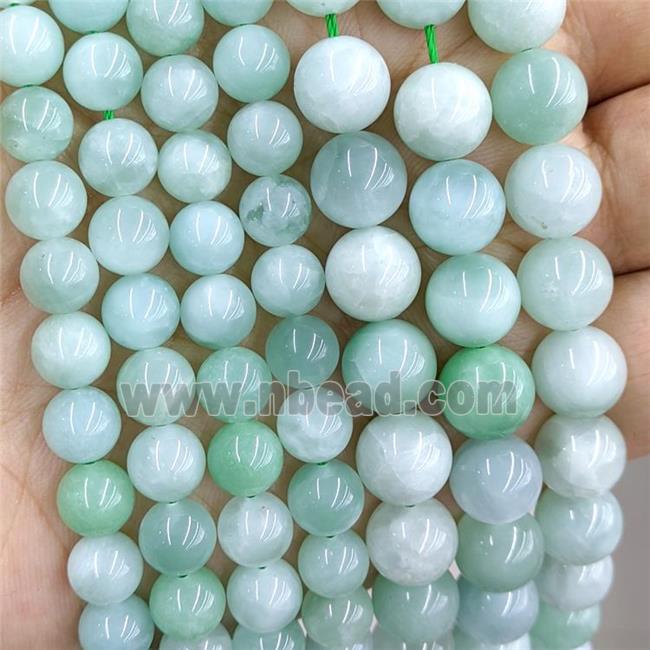 Natural Ice Burmese Jadeite Beads Smooth Round