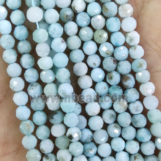 Natural Larimar Beads Faceted Round Blue