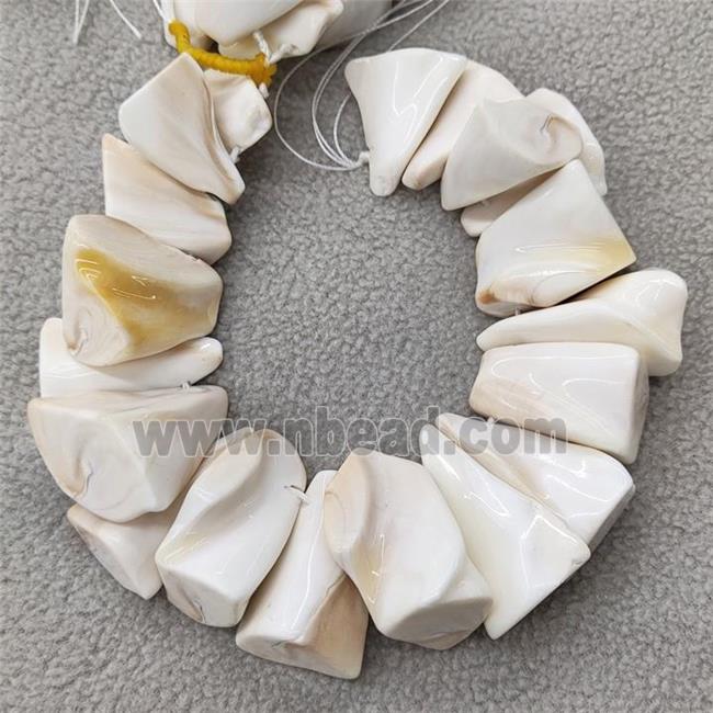 White Queen Shell Beads Freeform Topdrilled