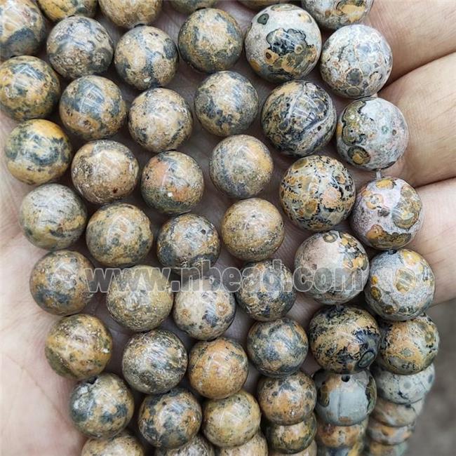 Yellow LeopardSkin Jasper Beads Smooth Round