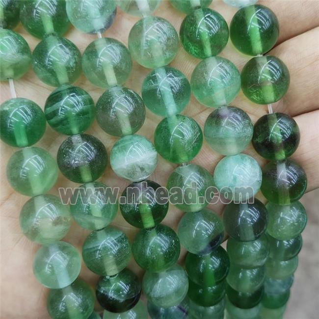 Natural Green Fluorite Beads Smooth Round