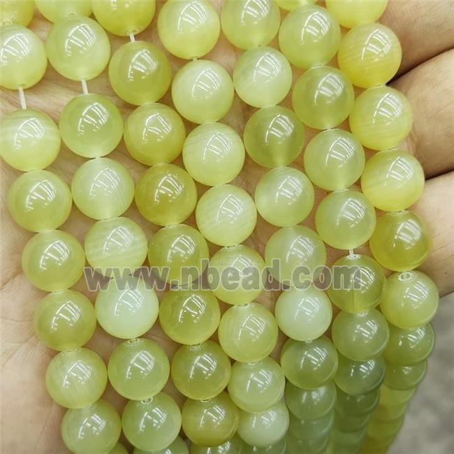 Lemon Jade Beads Smooth Round Olive