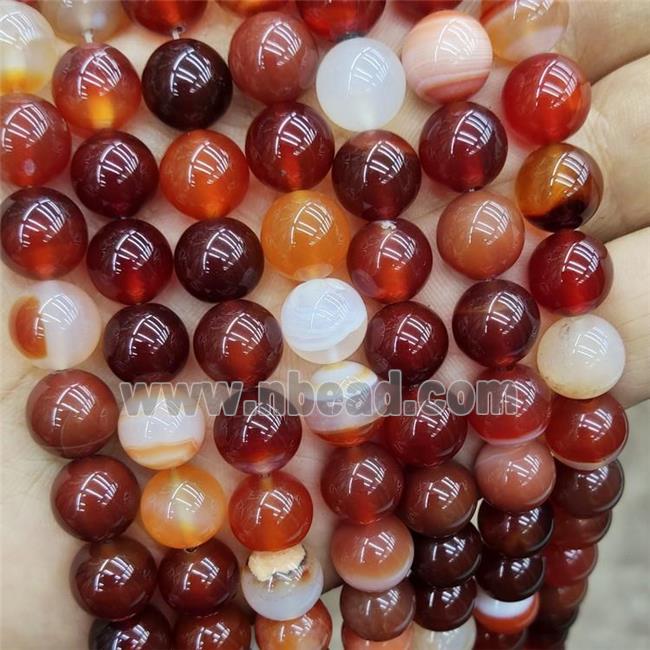 Natural Agate Beads Red Dye Smooth Round