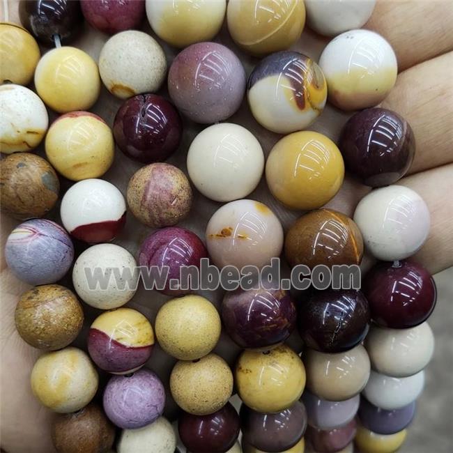 Natural Mookaite Beads Multicolor Smooth Round