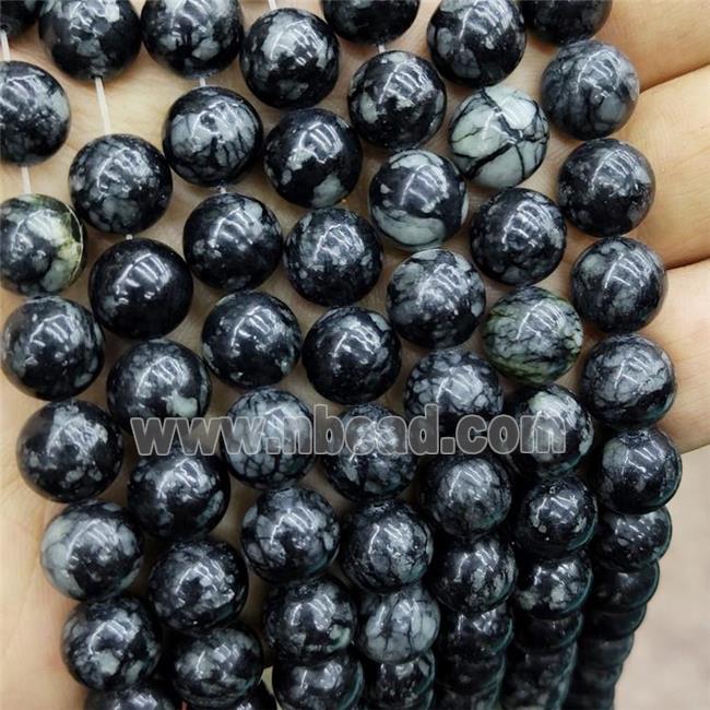 Black Silk Jasper Beads Smooth Round