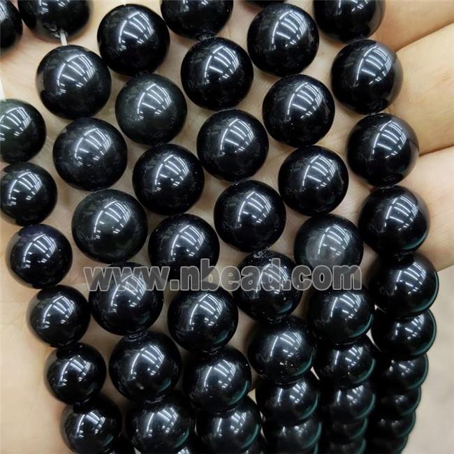 Black Obsidian Beads Smooth Round