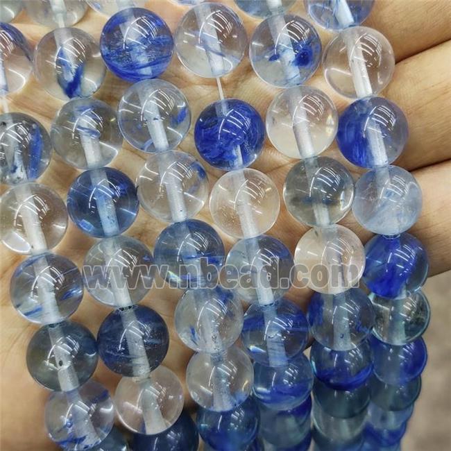 Synthetic Quartz Beads Blue Smooth Round