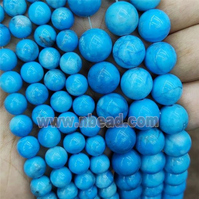 Howlite Turquoise Beads Blue Dye Smooth Round