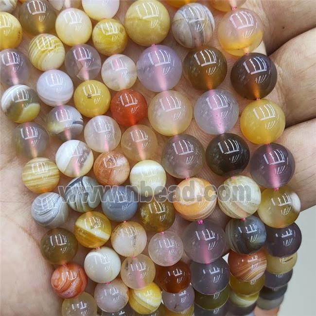 Natural Botswana Agate Beads Multicolor Smooth Round