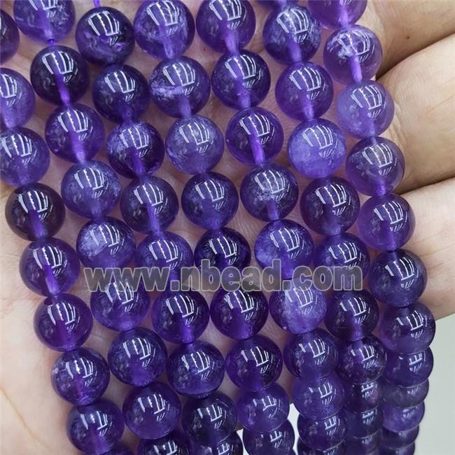 Natural Purple Amethyst Beads Smooth Round