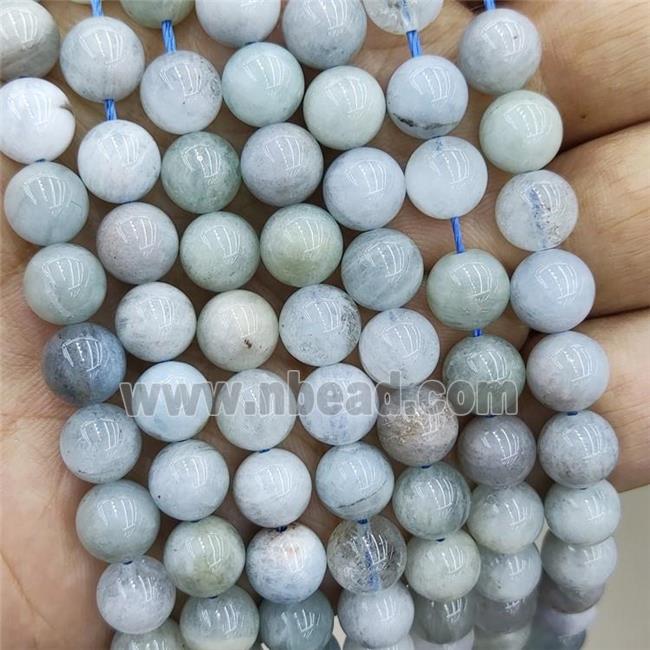 Natural Aquamarine Beads C-Grade Smooth Round