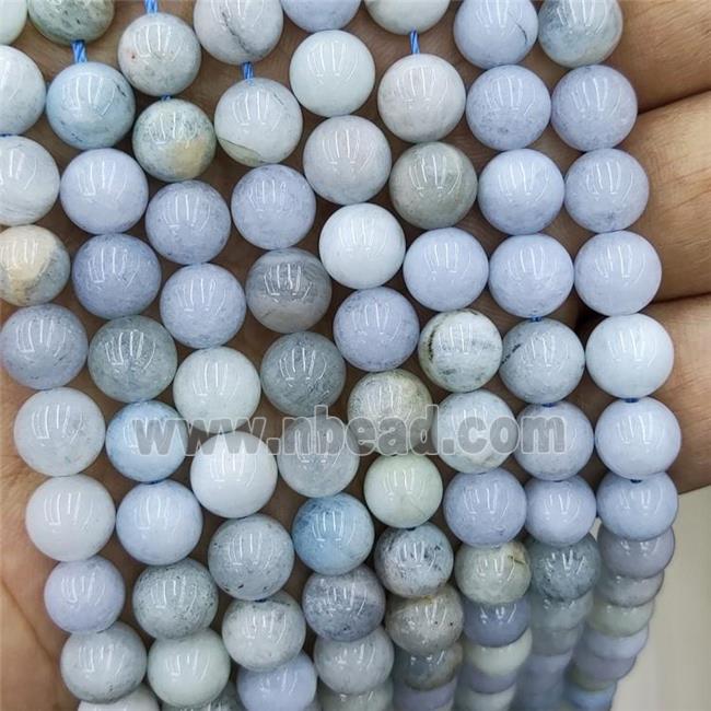 Natural Aquamarine Beads Blue Smooth Round