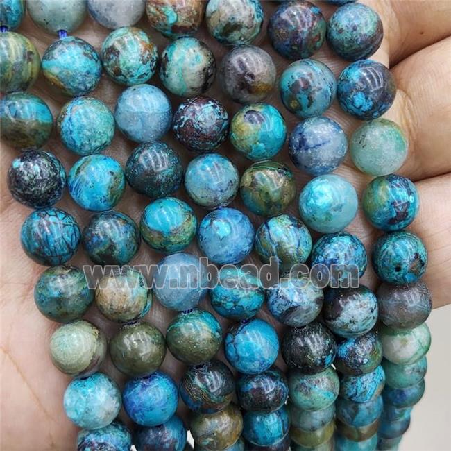 Natural Azurite Beads Blue Smooth Round