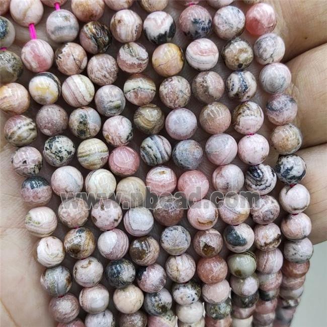 Natural Rhodochrosite Beads Pink C-Grade Smooth Round