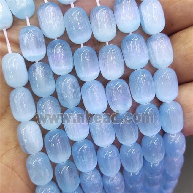 Blue Selenite Barrel Beads