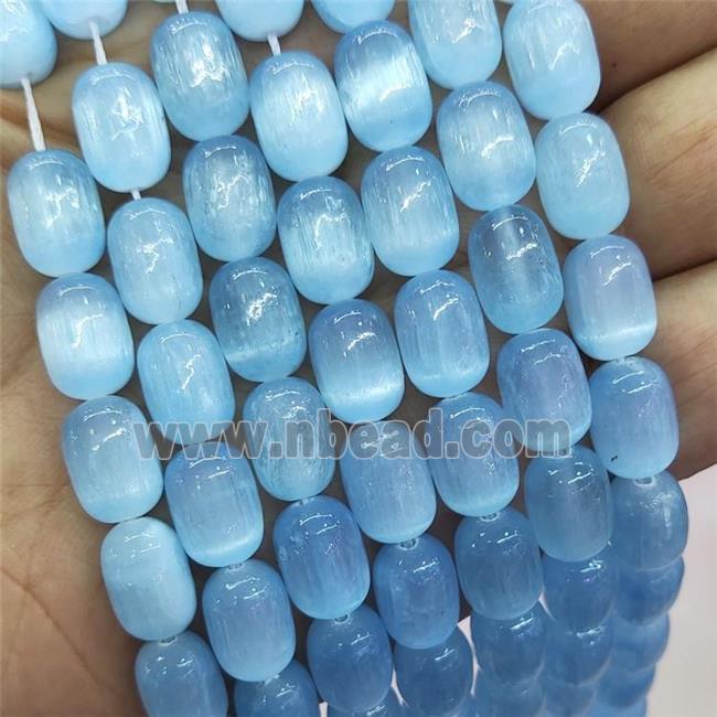 Blue Selenite Barrel Beads