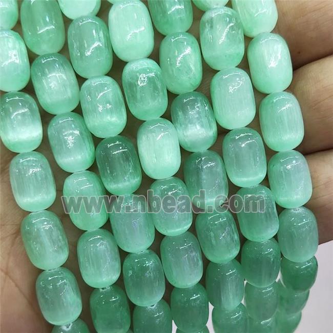Green Selenite Barrel Beads