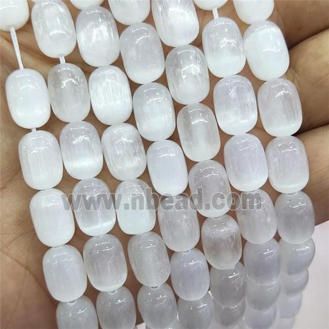 White Selenite Barrel Beads