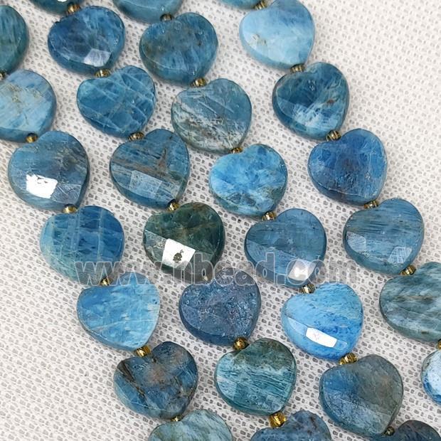 Natural Blue Apatite Heart Beads Faceted