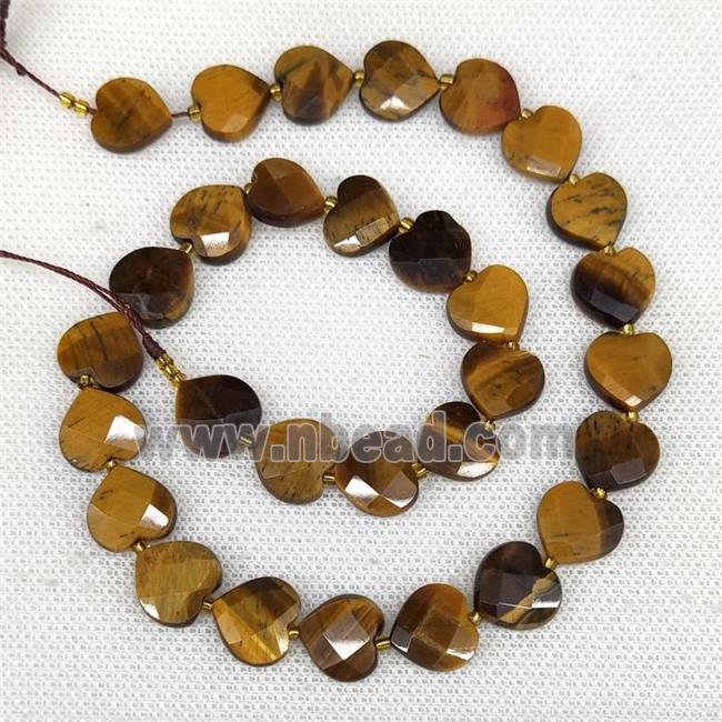 Natural Tiger Eye Stone Heart Beads Faceted