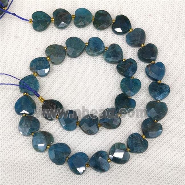 Natural Blue Apatite Heart Beads Faceted