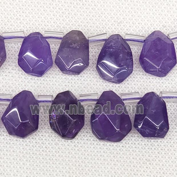 Natural Amethyst Teardrop Beads Faceted Topdrilled