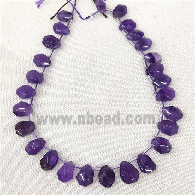 Natural Amethyst Teardrop Beads Faceted Topdrilled