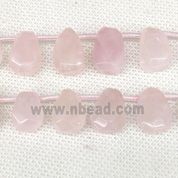 Natural Pink Rose Quartz Teardrop Beads Faceted Topdrilled