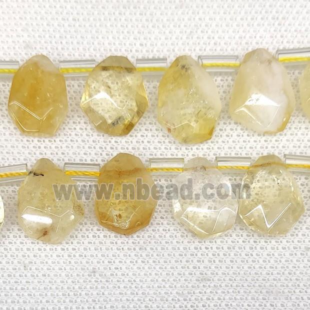 Natural Yellow Citrine Beads Faceted Teardrop Topdrilled