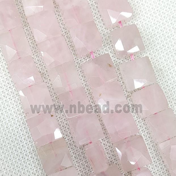 Natural Rose Quartz Beads Pink Faceted Square