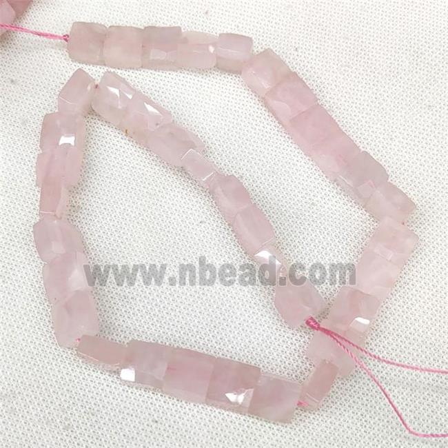 Natural Rose Quartz Beads Pink Faceted Square