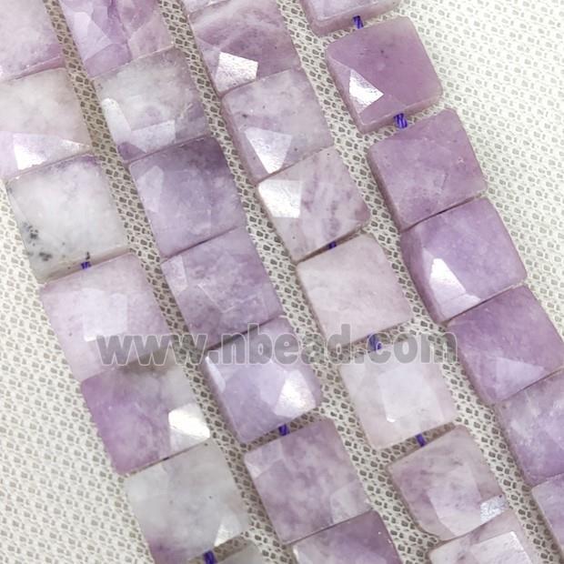 Natural Kunzite Beads Purple Faceted Square