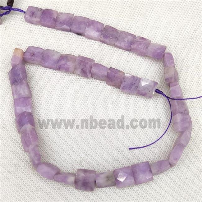 Natural Kunzite Beads Purple Faceted Square