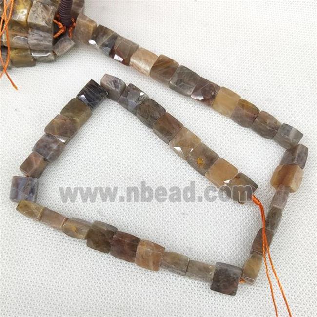 Natural Moonstone Beads Gray Faceted Square