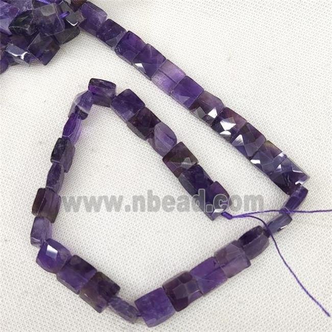 Natural Amethyst Beads Purple Faceted Square