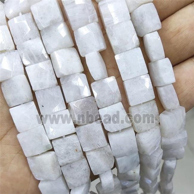 Natural White Moonstone Beads Faceted Square