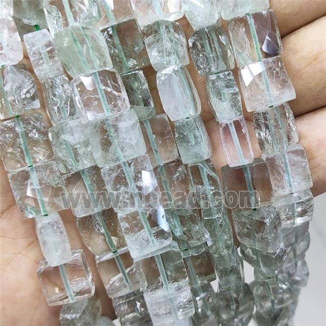 Natural Green Quartz Beads Faceted Square