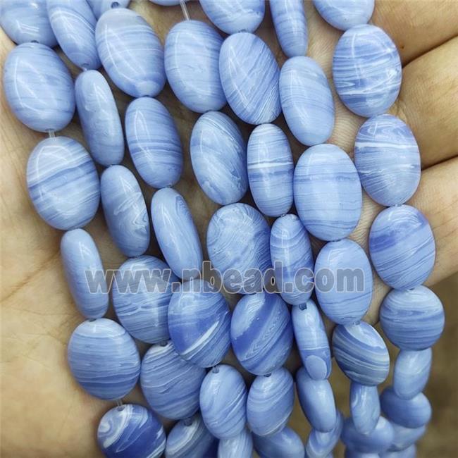 Synthetic Blue Lace Agate Oval Beads
