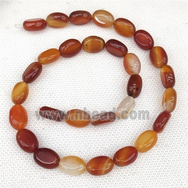 Red Carnelian Agate Oval Beads