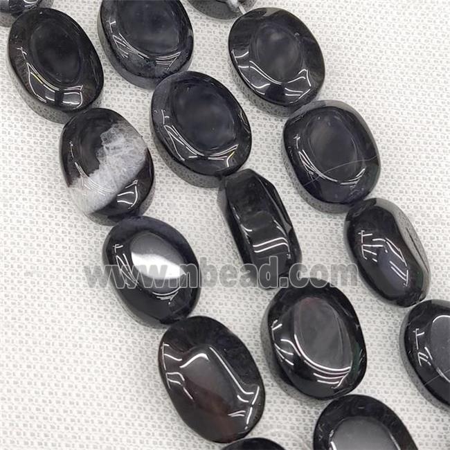 Natural Agate Oval Beads Black Dye