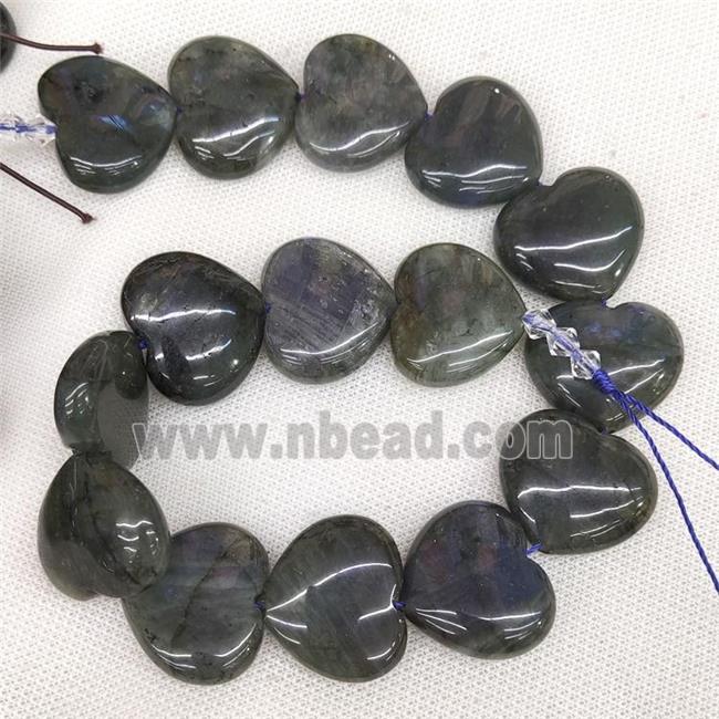 Natural Labradorite Heart Beads