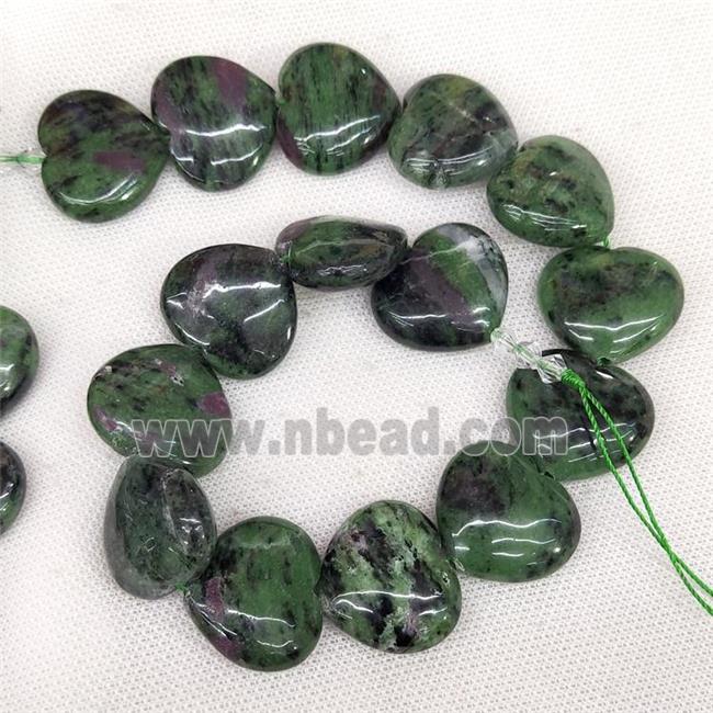Natural Zoisite Heart Beads Green