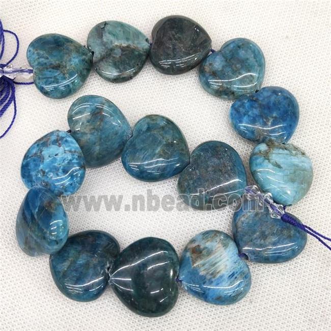 Natural Apatite Heart Beads Blue
