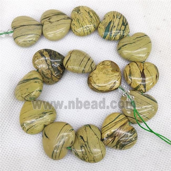 Natural Green Verdite Heart Beads
