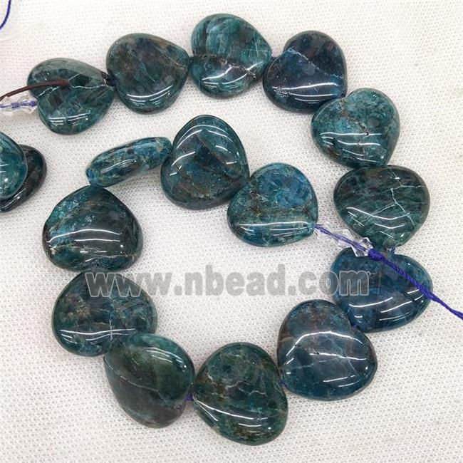 Natural Blue Apatite Heart Beads