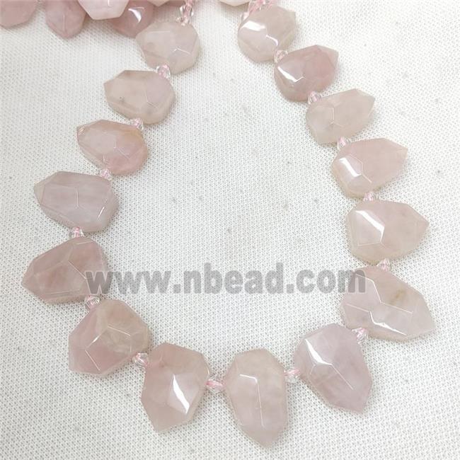 Natural Pink Rose Quartz Bullet Beads Flat Topdrilled