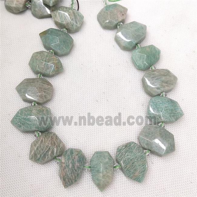 Natural Green Amazonite Bullet Beads Flat Topdrilled