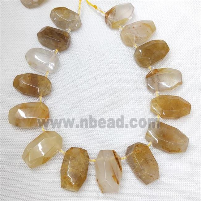 Natural Yellow Hematoid Quartz Slice Beads Topdrilled Faceted
