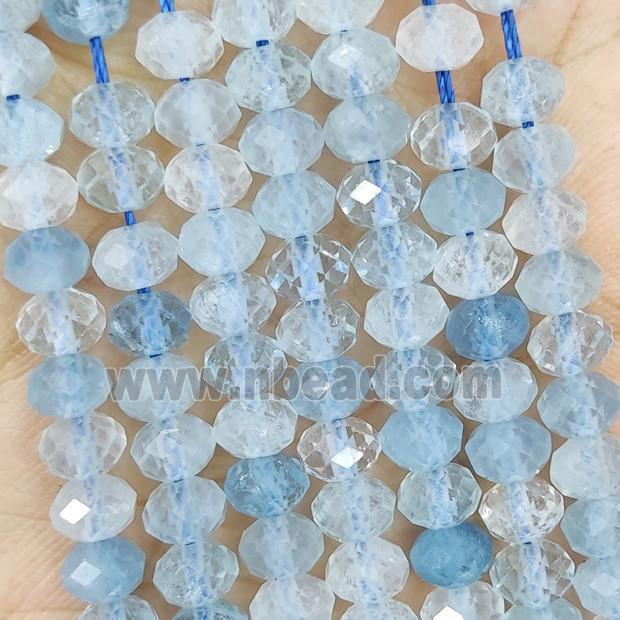 Natural Blue Aquamarine Beads A-Grade Faceted Rondelle
